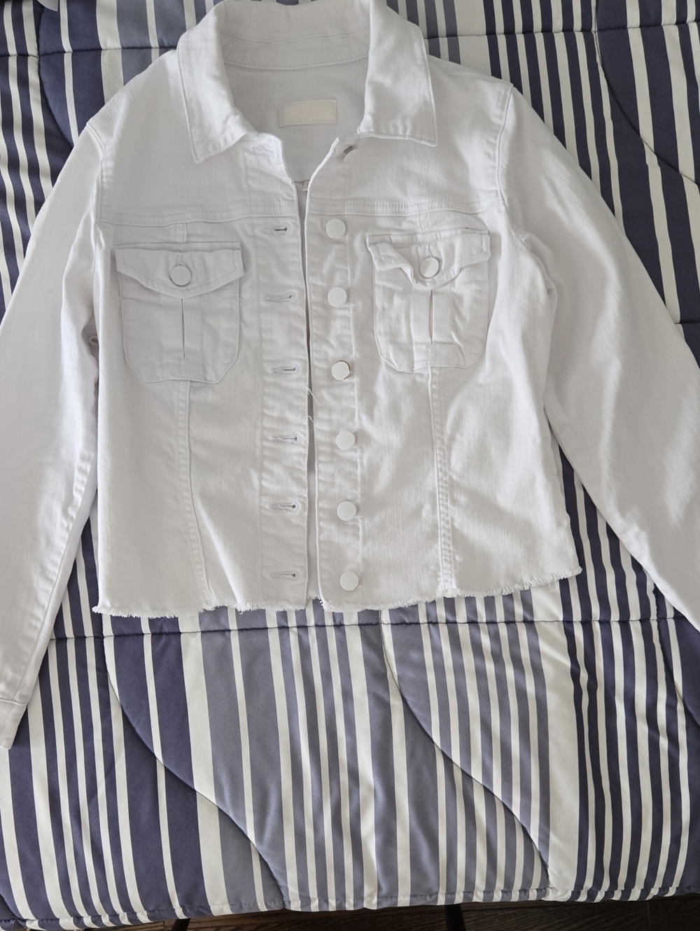Kut from the Kloth White Button-Front Kids Denim Jacket